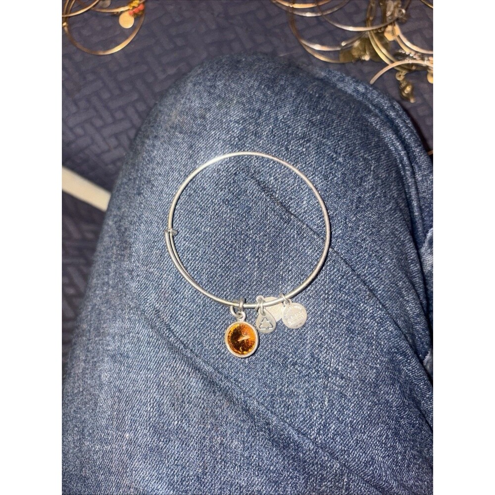 ALEX & ANI ORANGE BRITH-STONE Silver charm bracelet NWOTAG